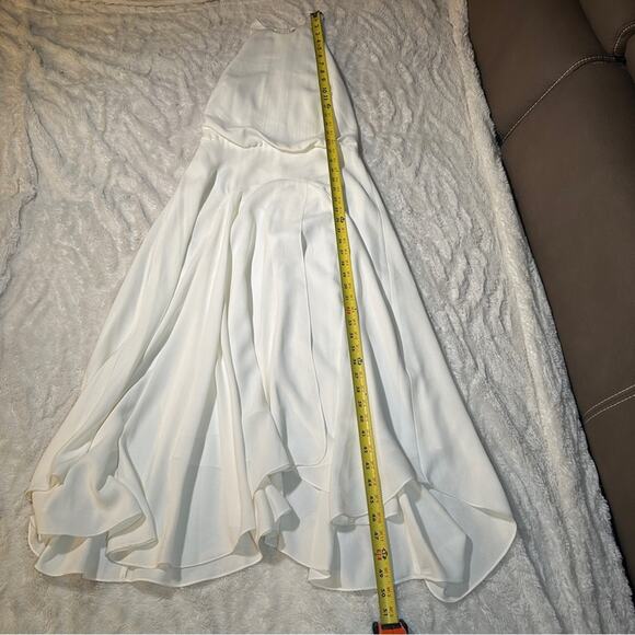 Halston Heritage Size 4 Chalk White Handkerchief Style Midi Dress Glam Party - Picture 6 of 14